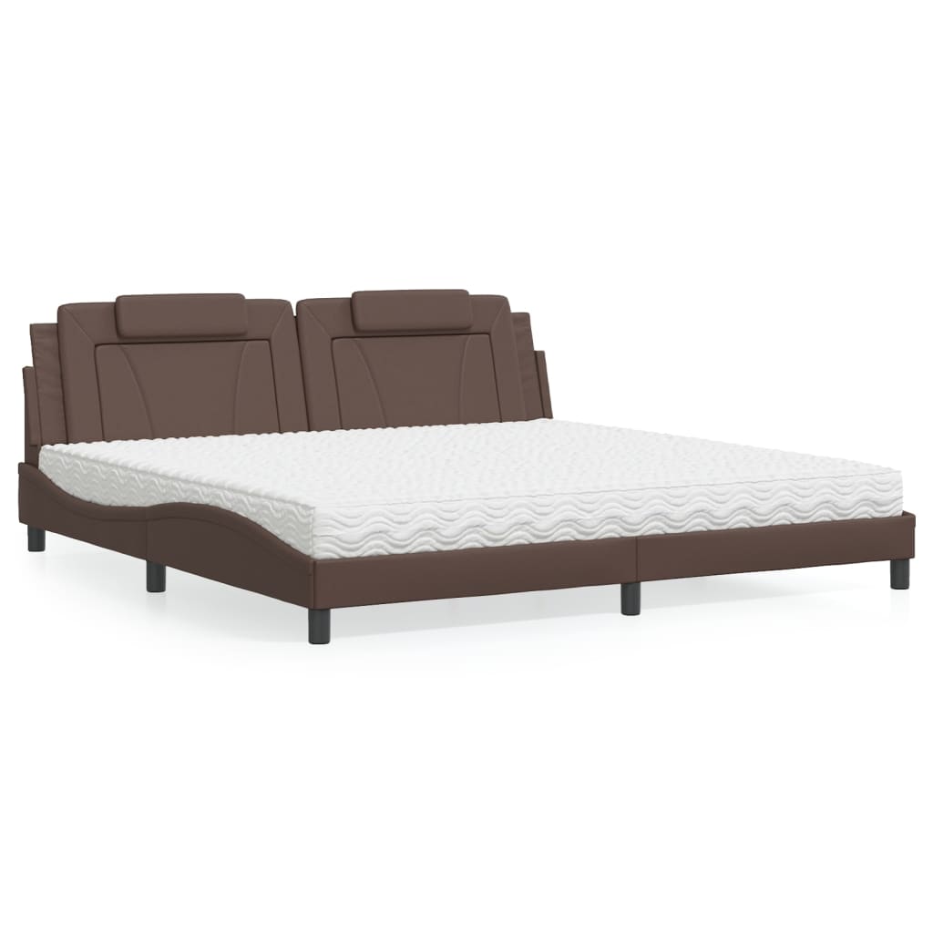 vidaXL Lit « Viana » avec matelas marron 200x200 cm en similicuir