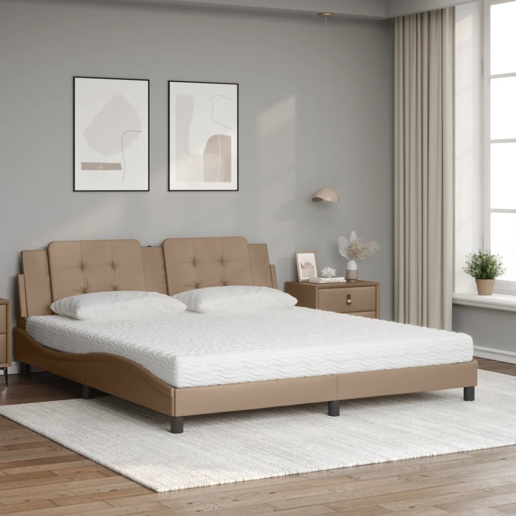 vidaXL Bett mit Matratze "Zadar" Cappuccino-Braun 180x200 cm Kunstleder