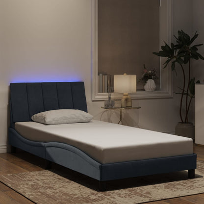vidaXL Bettgestell mit LED ohne Matratze "Hanko" Dunkelgrau 100x203 cm Samt