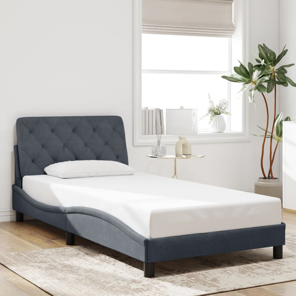 vidaXL Bettgestell mit LED ohne Matratze Dunkelgrau 100x203 cm Samt