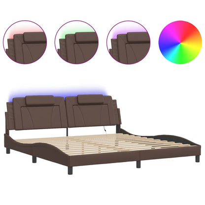 vidaXL Bettgestell "Viana" mit LED ohne Matratze Braun 200x200 cm