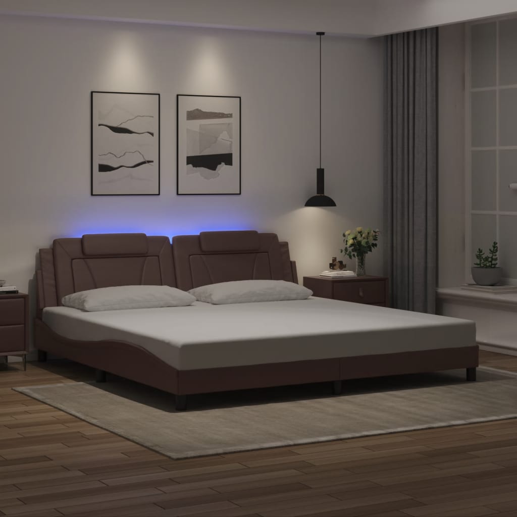 vidaXL Bettgestell "Viana" mit LED ohne Matratze Braun 200x200 cm