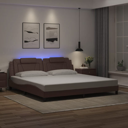 vidaXL Bettgestell "Viana" mit LED ohne Matratze Braun 200x200 cm
