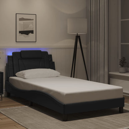 vidaXL Bettgestell "Viana" mit LED ohne Matratze Schwarz 100x203 cm