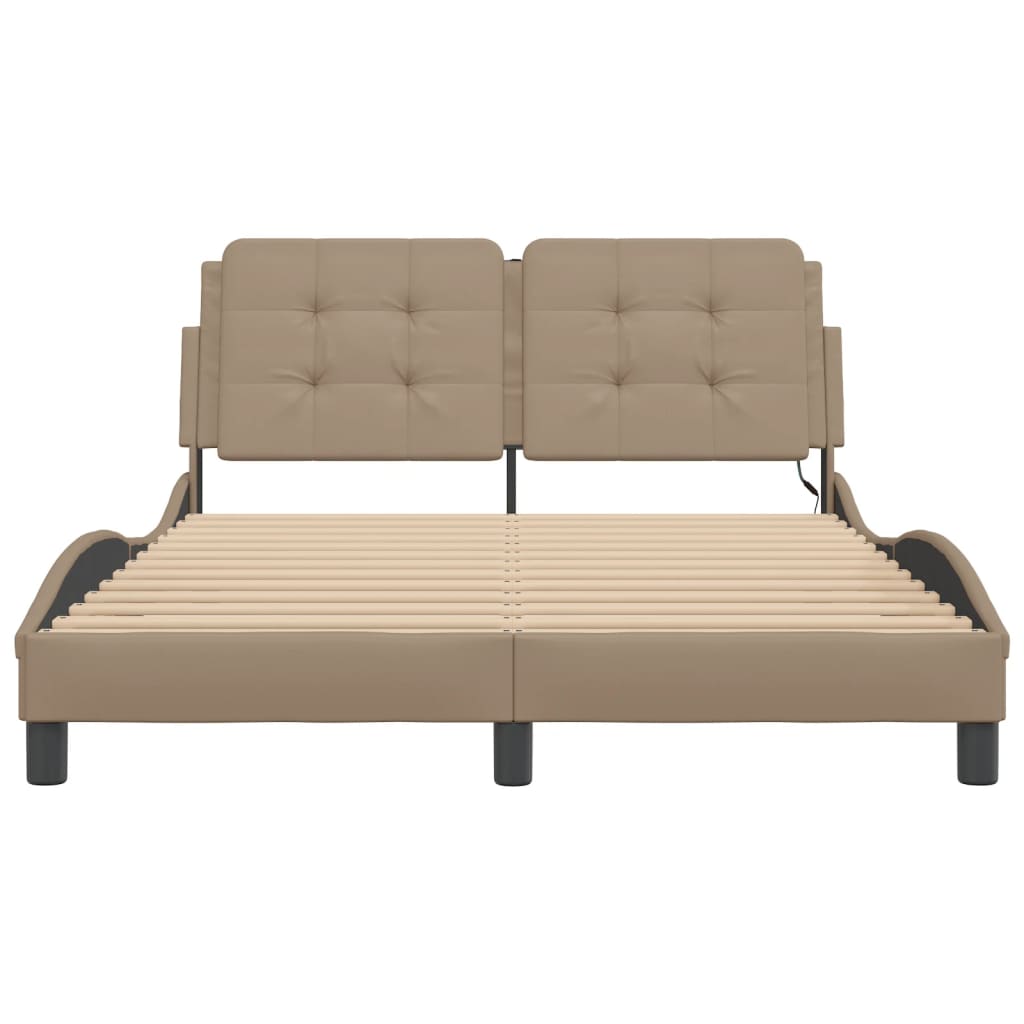 Bettgestell mit LED ohne Matratze "Zadar" Cappuccino-Braun 140x200 cm