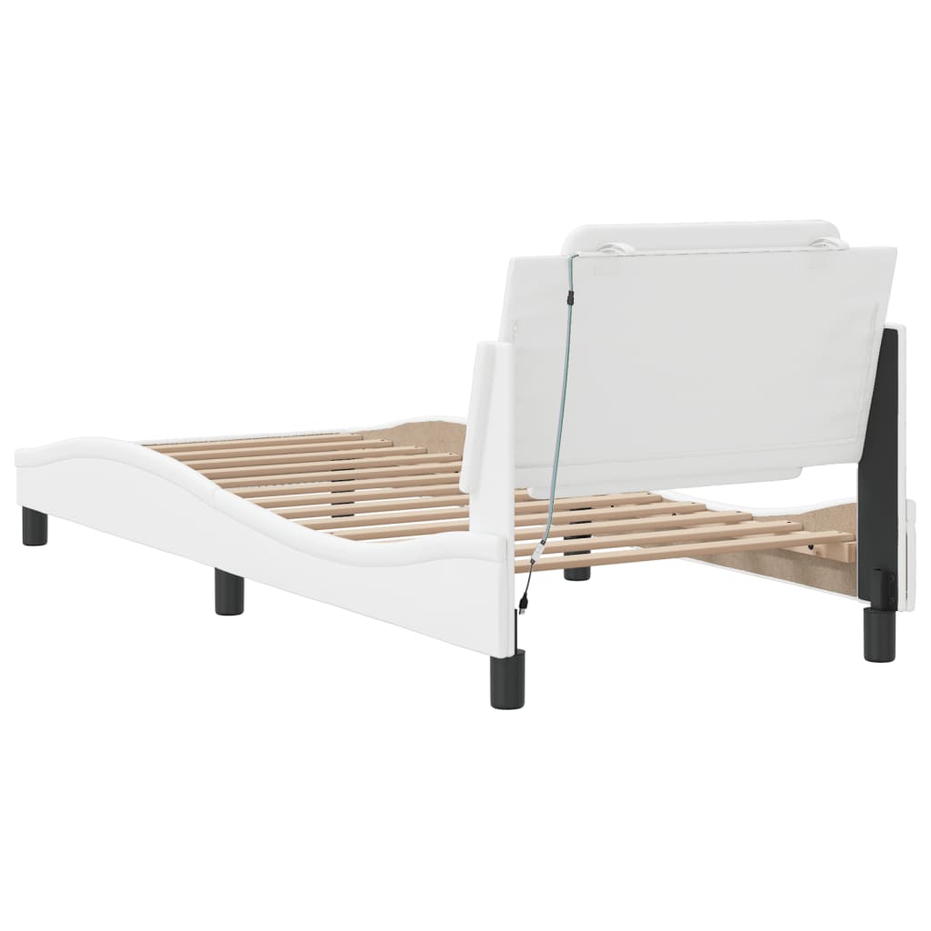 vidaXL Bettgestell mit LED ohne Matratze "Zadar" Weiß 100x203 cm