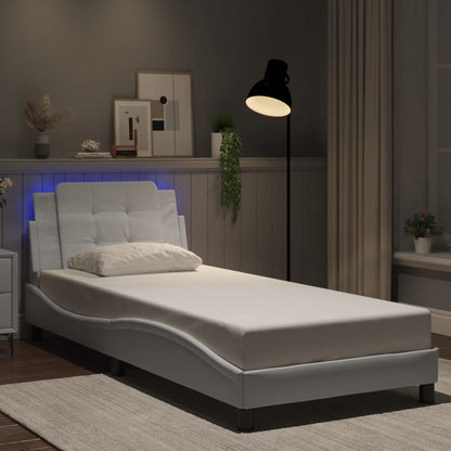 vidaXL Bettgestell mit LED ohne Matratze "Zadar" Weiß 100x203 cm