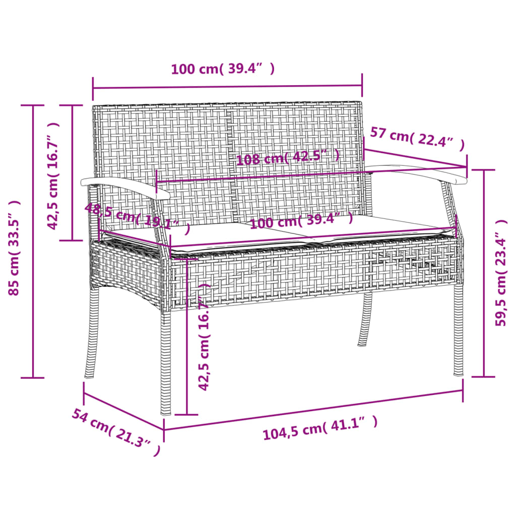 vidaXL 5-tlg. Garten-Essgruppe mit Kissen Schwarz Poly Rattan