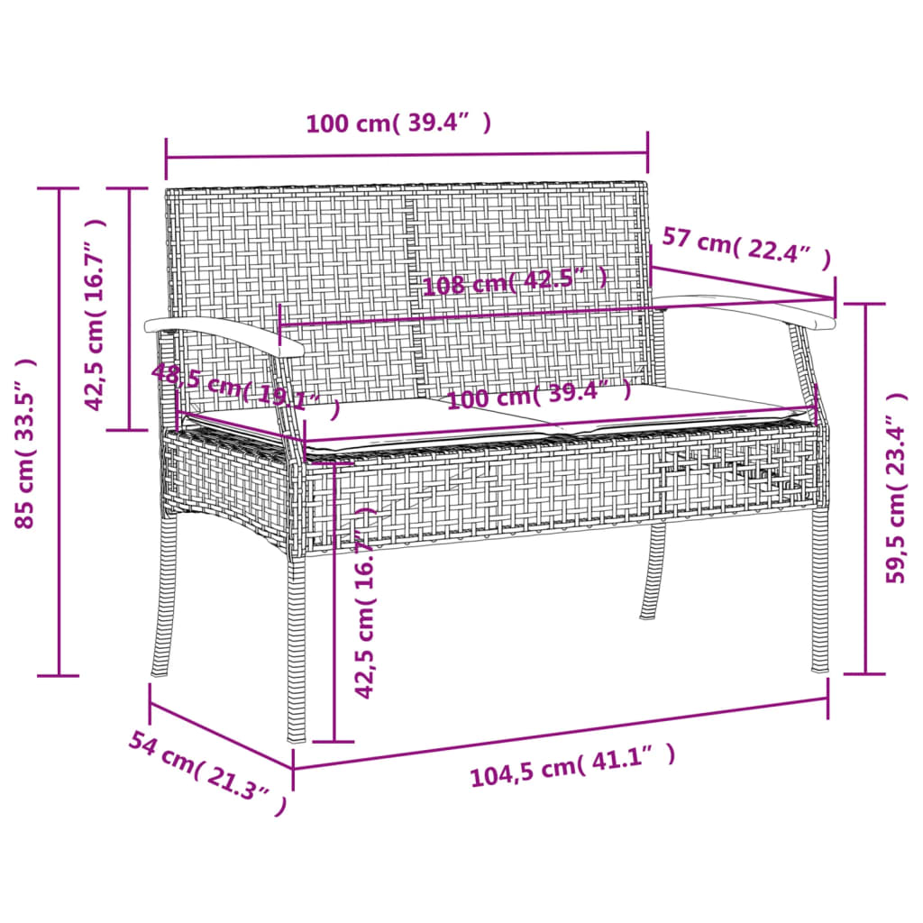vidaXL 5-tlg. Garten-Essgruppe mit Kissen Grau Poly Rattan