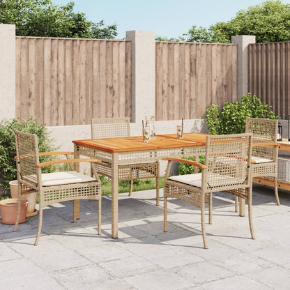 vidaXL Ensemble repas de jardin 5 pcs avec coussins Résine tressée Beige