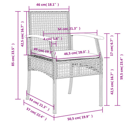 vidaXL 5-tlg. Garten-Essgruppe mit Kissen Schwarz Poly Rattan