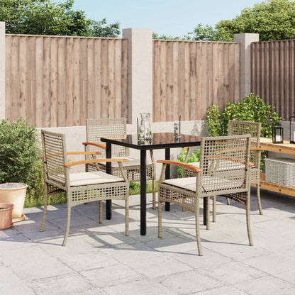 vidaXL 5-tlg. Garten-Essgruppe mit Kissen Beige Poly Rattan
