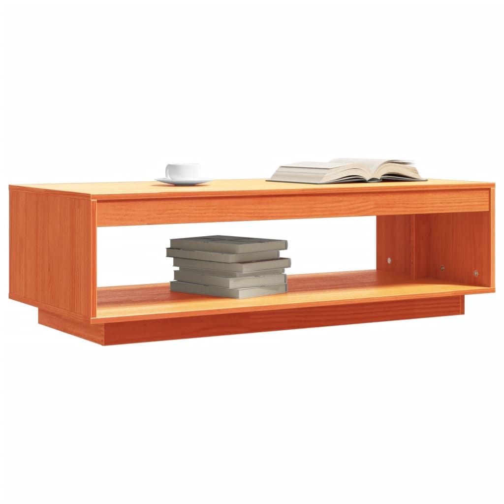 vidaXL Table basse marron ciré 110x50x33,5 cm en pin massif
