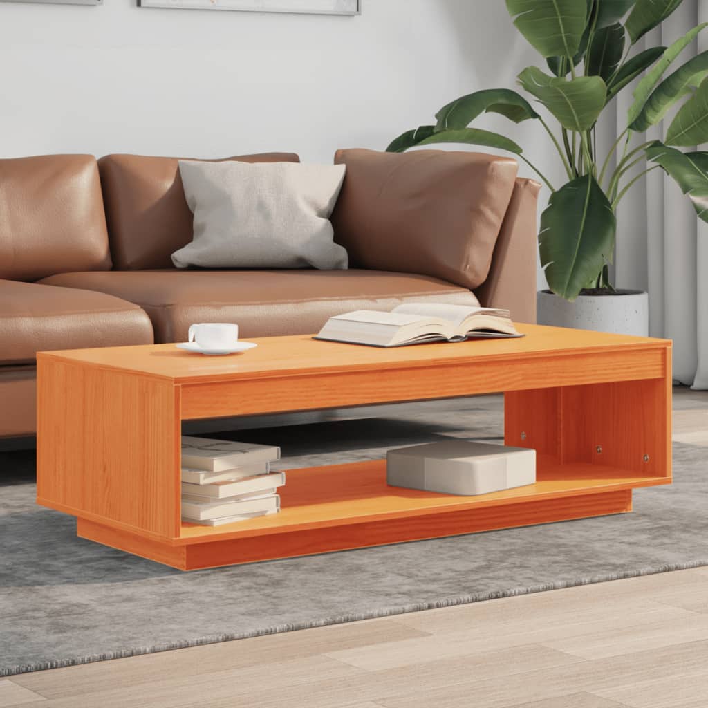 vidaXL Table basse marron ciré 110x50x33,5 cm en pin massif