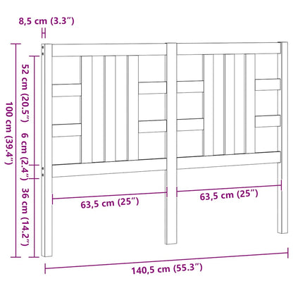 vidaXL Kopfteil Wachsbraun 135 cm Massivholz Kiefer