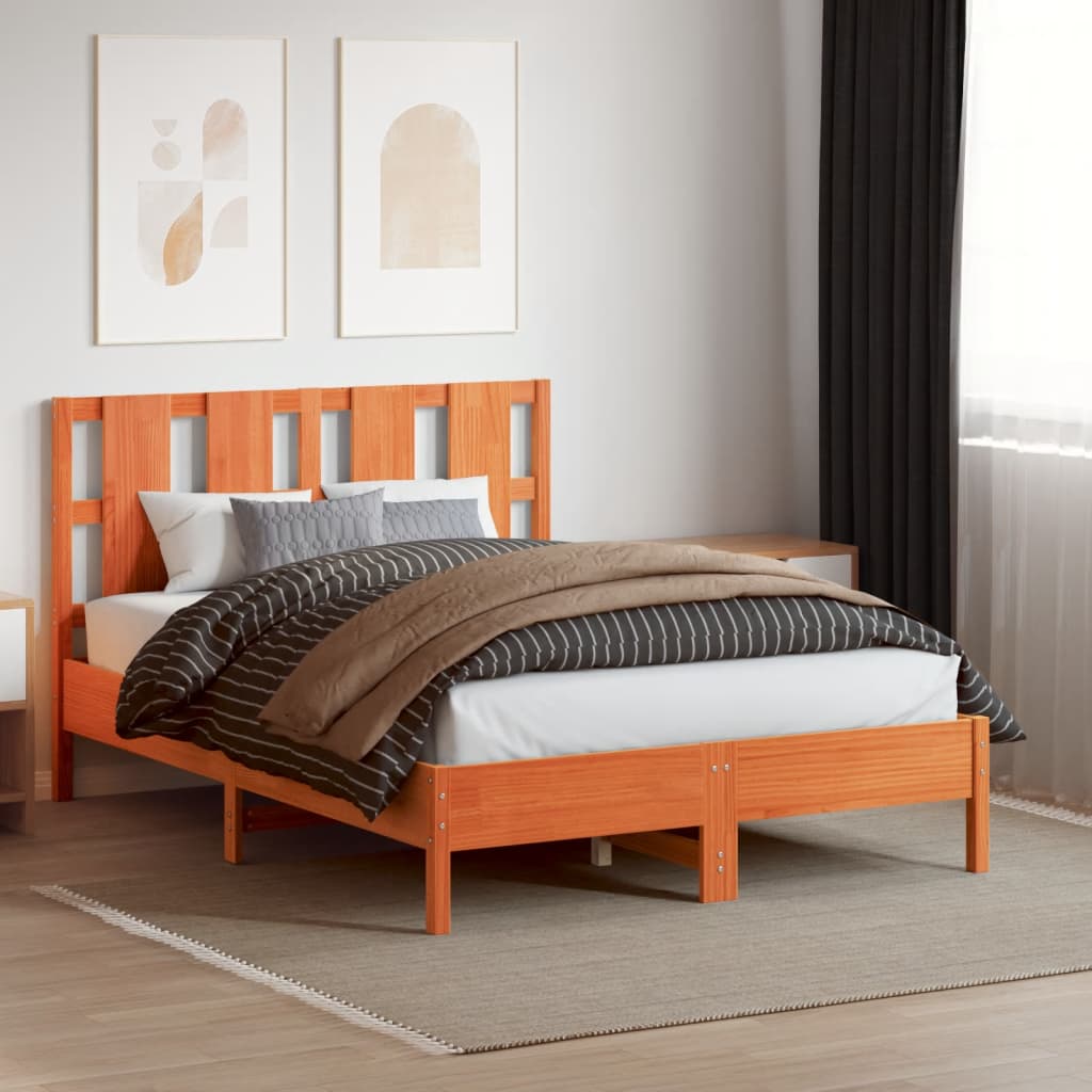 vidaXL Kopfteil Wachsbraun 135 cm Massivholz Kiefer