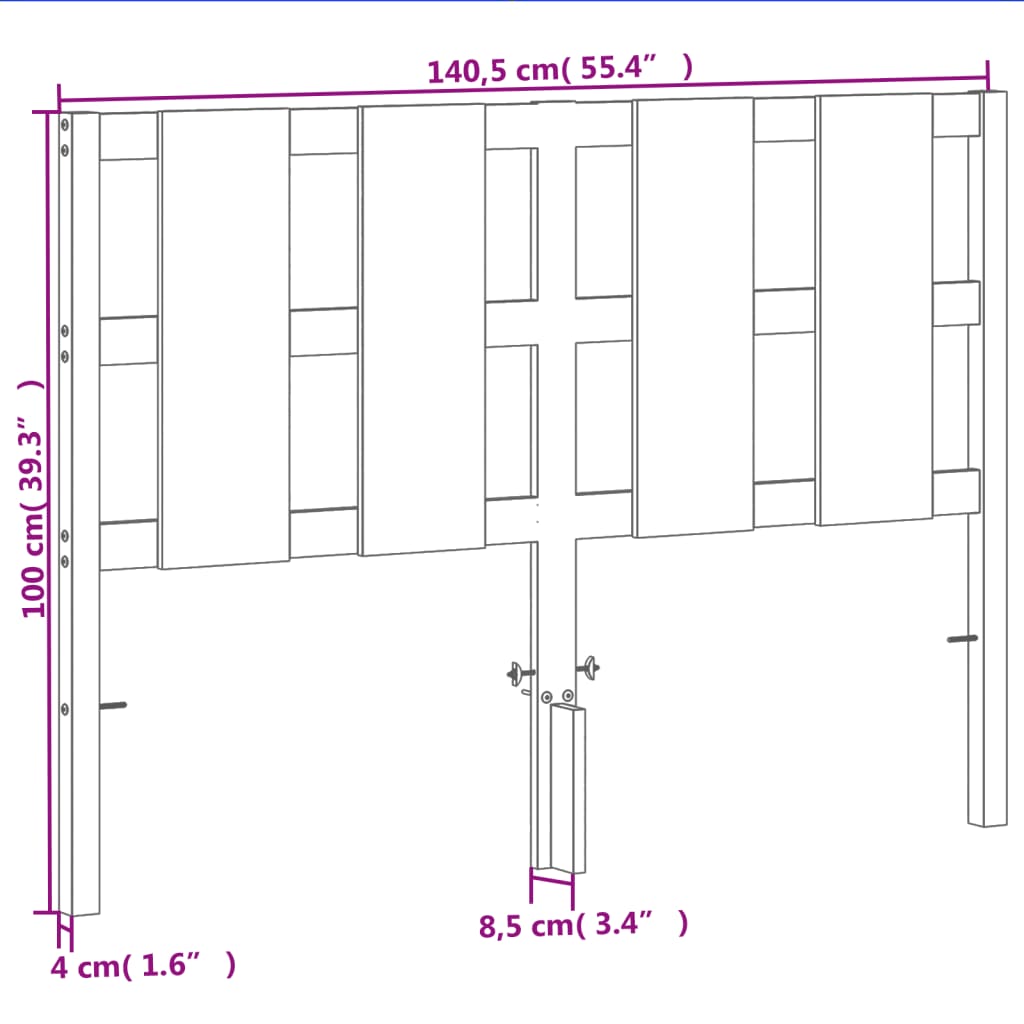 vidaXL Kopfteil Wachsbraun 135 cm Massivholz Kiefer