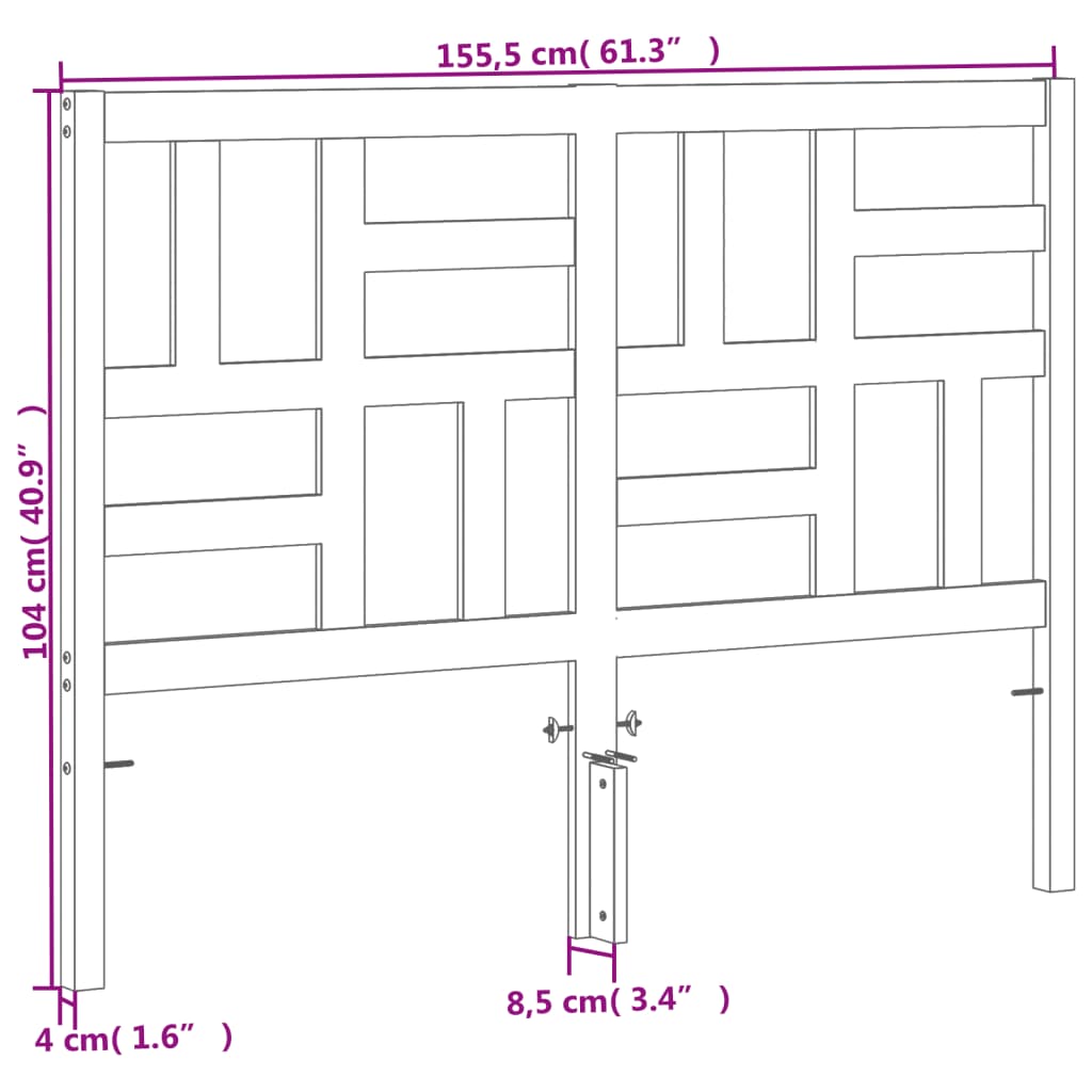 vidaXL Tête de lit Marron miel 150 cm Bois de pin massif