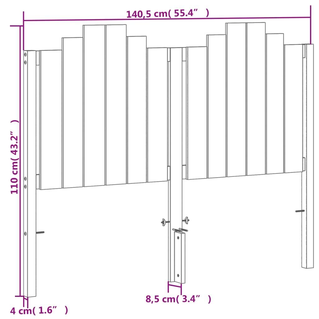 vidaXL Kopfteil Wachsbraun 135 cm Massivholz Kiefer