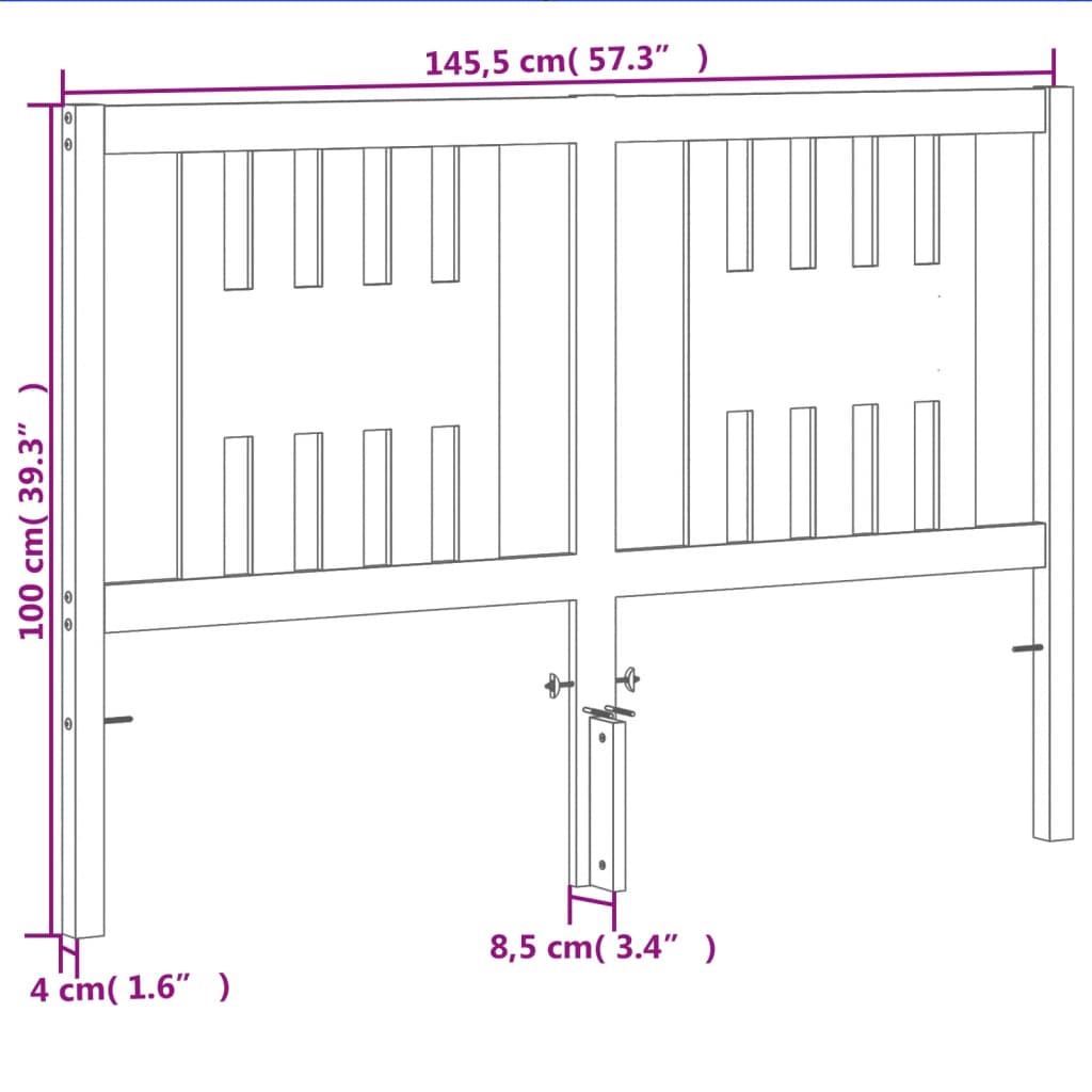 vidaXL Kopfteil Wachsbraun 140 cm Massivholz Kiefer
