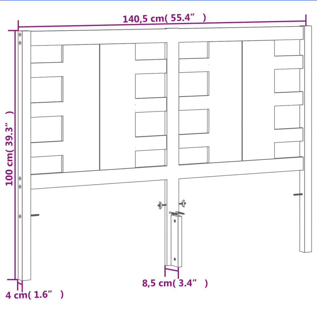vidaXL Kopfteil Wachsbraun 135 cm Massivholz Kiefer