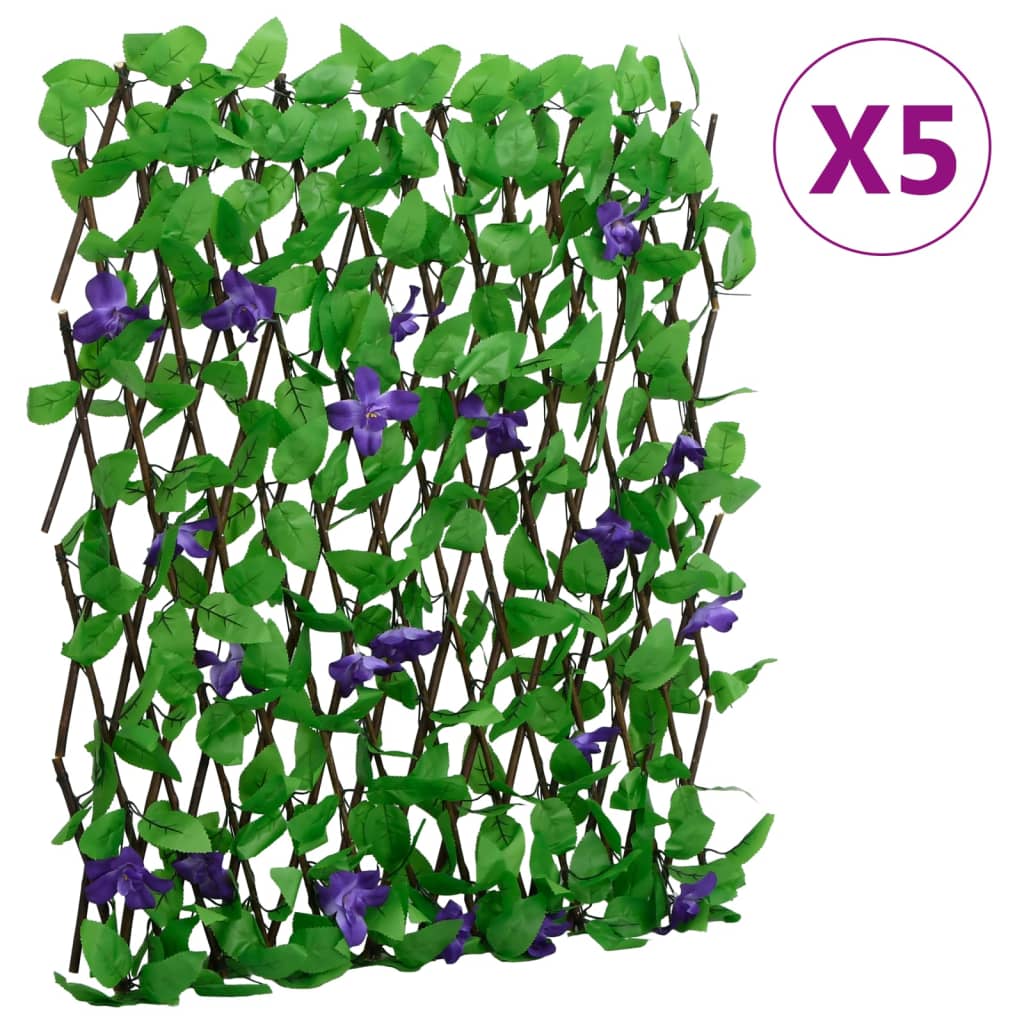 vidaXL Treillis avec feuilles de lierre artificielles 5 pcs Extensible 180x70 cm