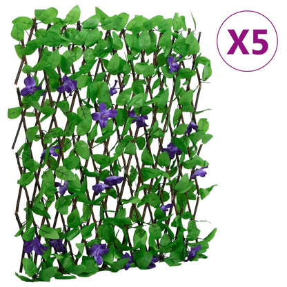 vidaXL Treillis avec feuilles de lierre artificielles 5 pcs Extensible 180x70 cm