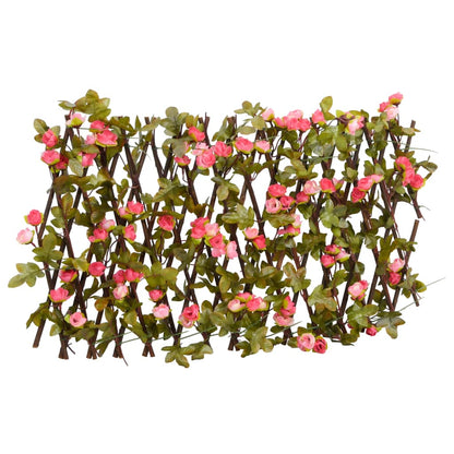 vidaXL Treillis extensible avec lierre artificiel rose foncé 180x20 cm