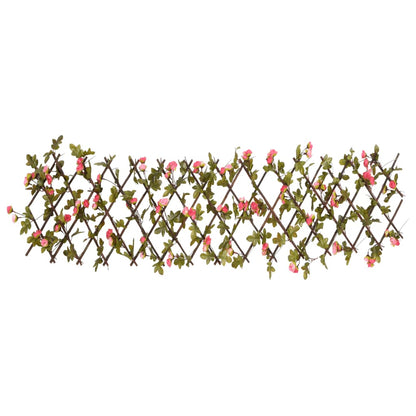 vidaXL Treillis extensible avec lierre artificiel rose foncé 180x20 cm