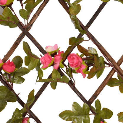 vidaXL Treillis extensible avec lierre artificiel rose foncé 180x20 cm