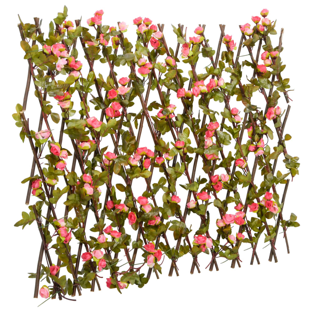 vidaXL Treillis avec feuilles de lierre artificielles extensible rose foncé 180x60 cm