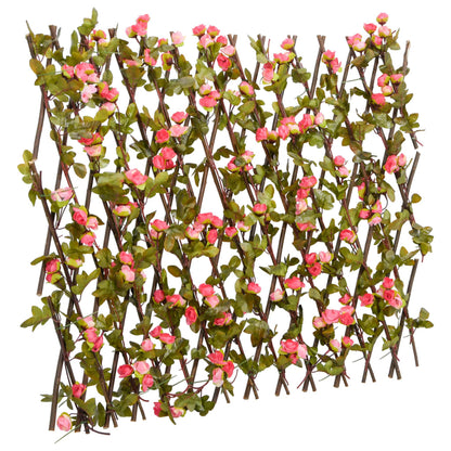 vidaXL Treillis avec feuilles de lierre artificielles extensible rose foncé 180x60 cm