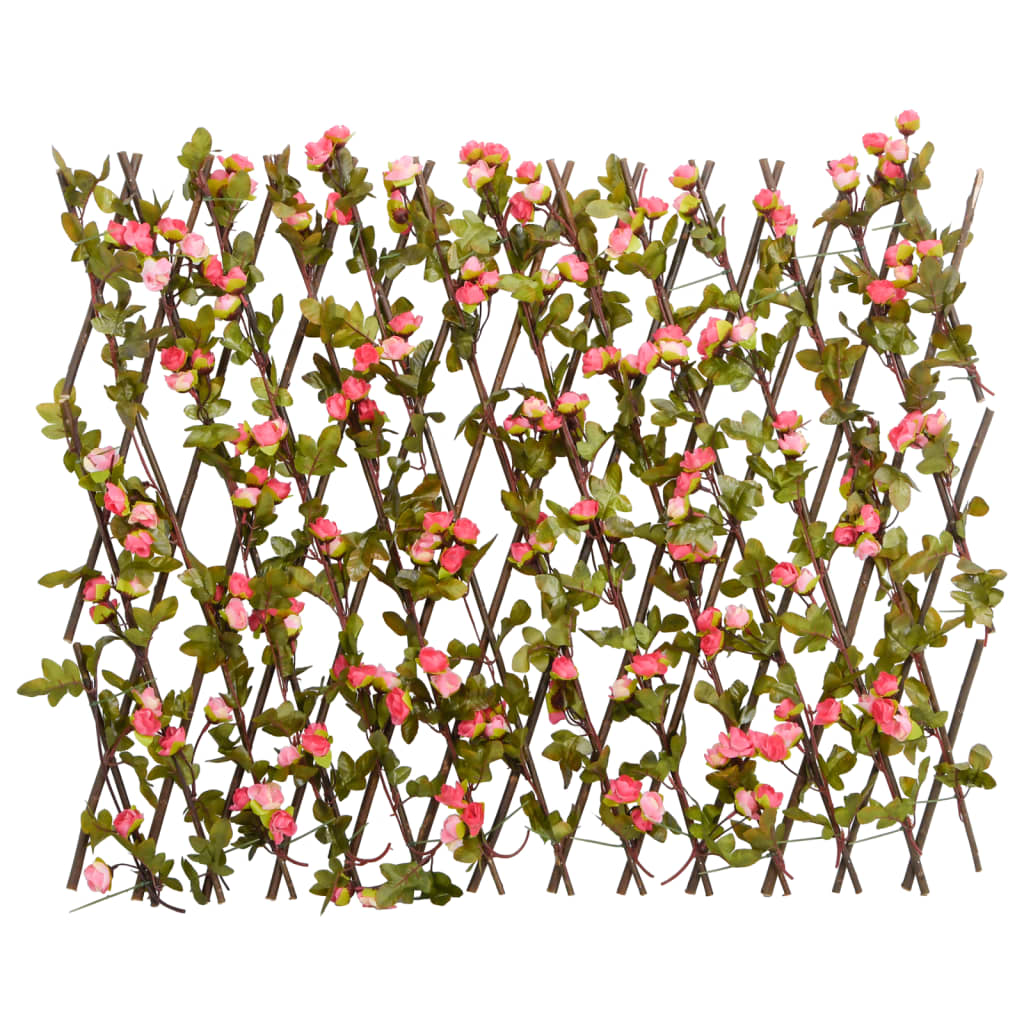vidaXL Treillis avec feuilles de lierre artificielles extensible rose foncé 180x60 cm