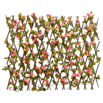 vidaXL Treillis avec feuilles de lierre artificielles extensible rose foncé 180x60 cm