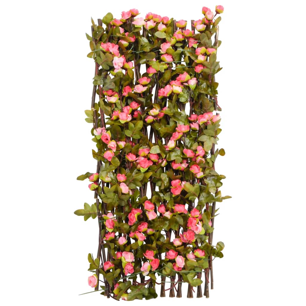vidaXL Treillis avec feuilles de lierre artificielles extensible rose foncé 180x60 cm