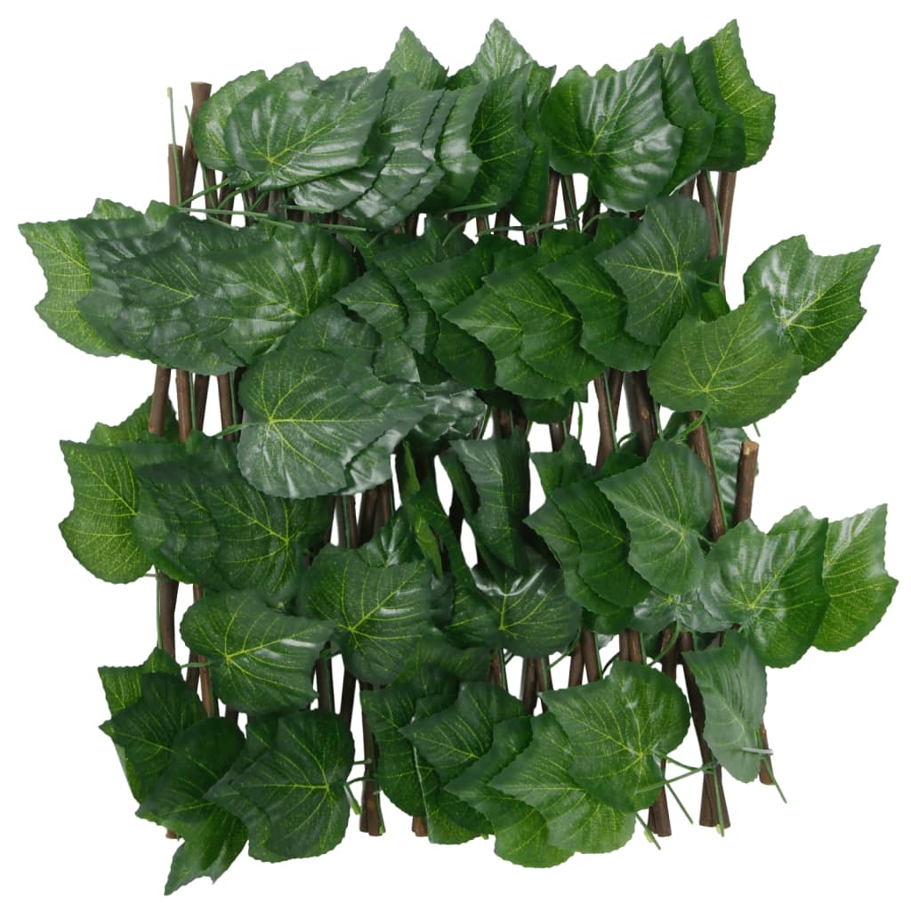 vidaXL Treillis avec feuilles de vigne artificielles extensible Vert 180x20 cm