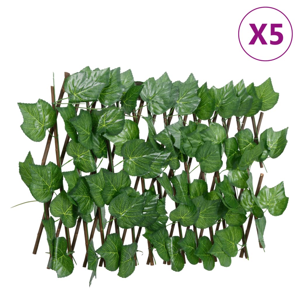 vidaXL Rankgitter mit Künstlichem Weinlaub 5 Stk. Erweiterbar 180x20cm