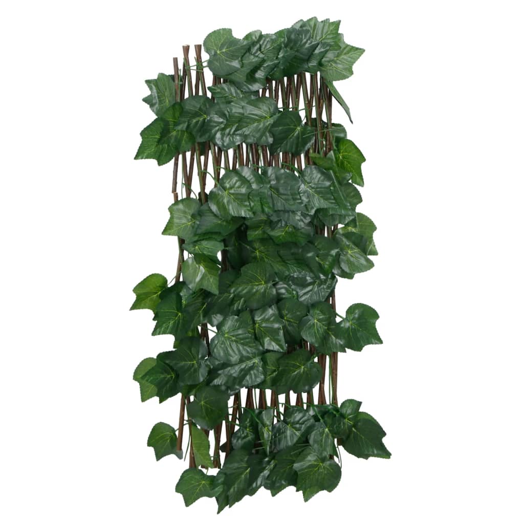 vidaXL Treillis extensible vert avec feuilles de vigne artificielles 190x60 cm