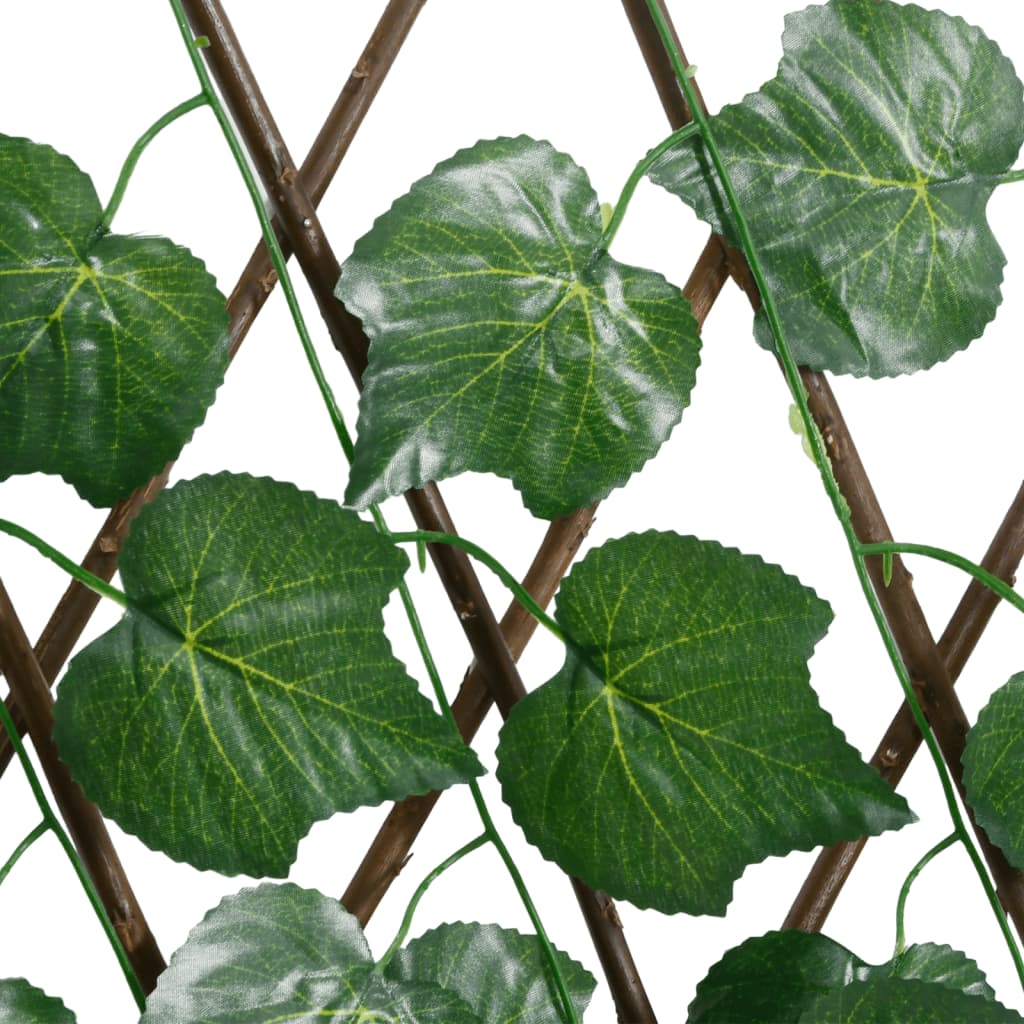 vidaXL Treillis extensible vert avec feuilles de vigne artificielles 190x60 cm