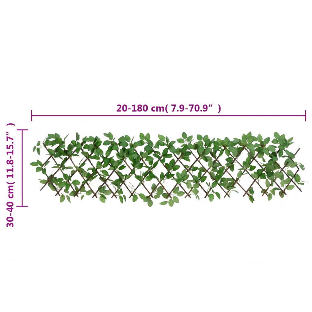 vidaXL Treillis avec feuilles de lierre artificiel extensible vert 180x30 cm