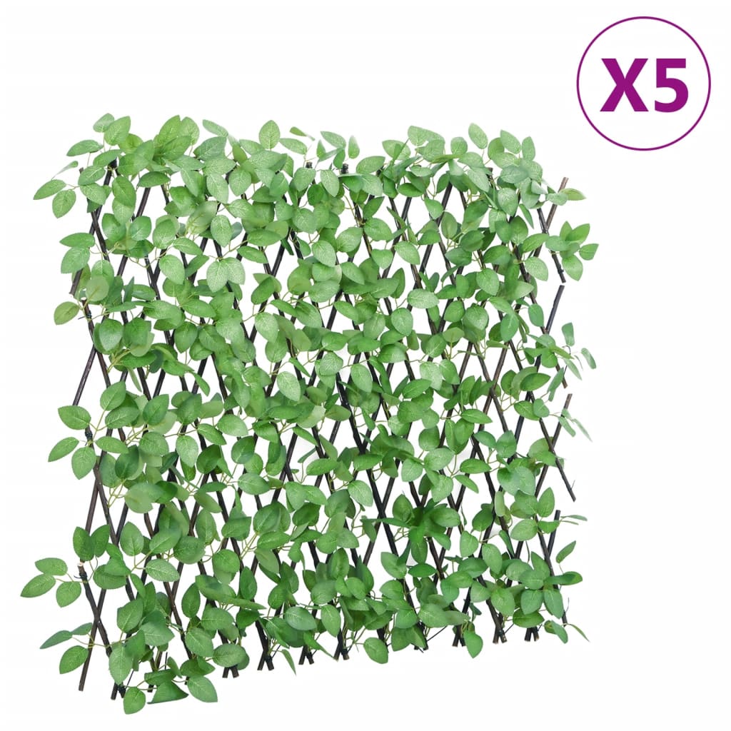 vidaXL Treillis avec feuilles de lierre artificielles 5 pcs Extensible 180x65 cm