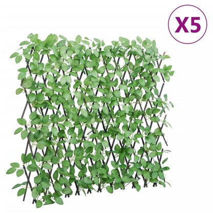 vidaXL Treillis avec feuilles de lierre artificielles 5 pcs Extensible 180x65 cm