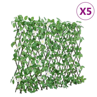 vidaXL Treillis avec feuilles de lierre artificielles 5 pcs Extensible 186x30 cm