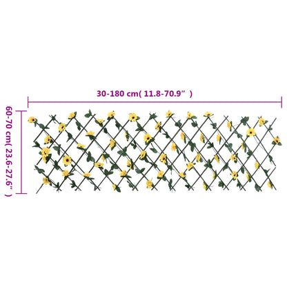 vidaXL Treillis avec feuilles de lierre artificielles extensible jaune 180x60 cm