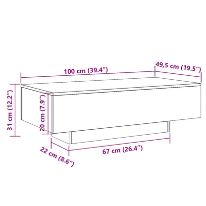 vidaXL Table basse chêne Sonoma 100x49,5x31 cm en bois d'ingénierie