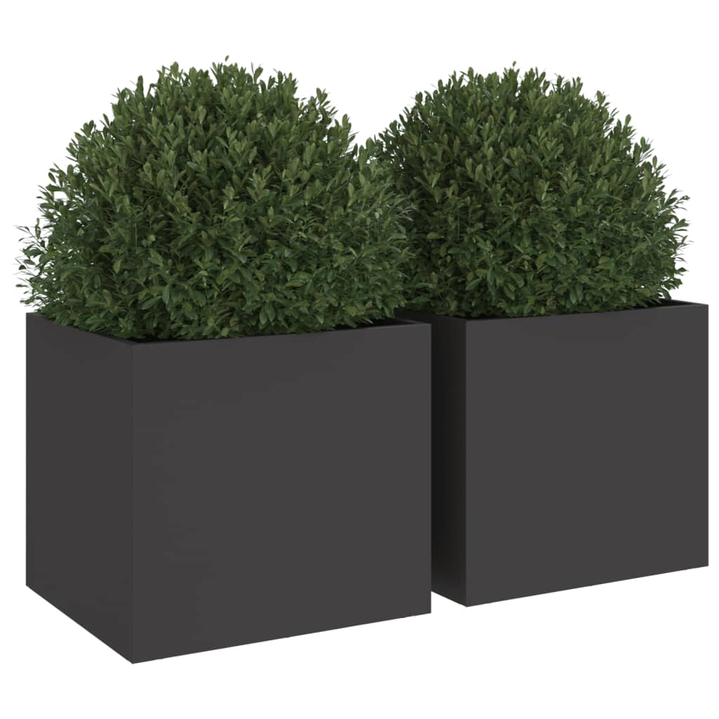 vidaXL Pflanzkübel 2 Stk. Schwarz 32x30x29 cm Stahl