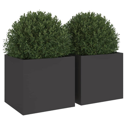 vidaXL Pflanzkübel 2 Stk. Schwarz 32x30x29 cm Stahl