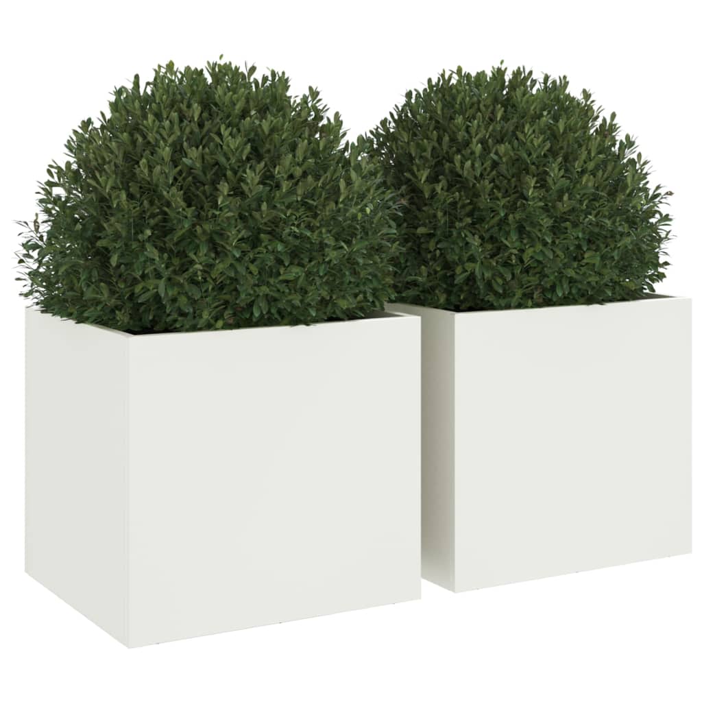 vidaXL Pflanzkübel 2 Stk. Weiß 32x30x29 cm Stahl