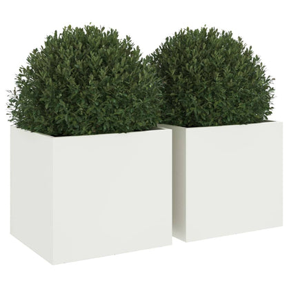 vidaXL Pflanzkübel 2 Stk. Weiß 32x30x29 cm Stahl