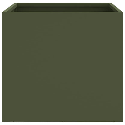 vidaXL Pflanzkübel 2 Stk. Olivgrün 32x30x29 cm Stahl